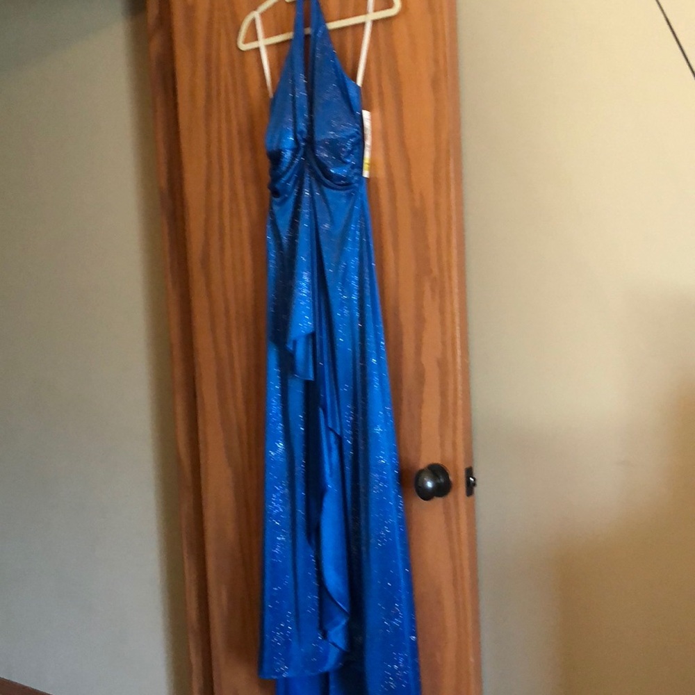 Blue prom gown with sparkles